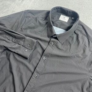 7 Diamonds Adler 4 Way Stretch Mens Shirt Medium Black Geometric Long Sleeve